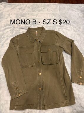 Mono B Olive Green Utility Jacket with Front Snap Pockets